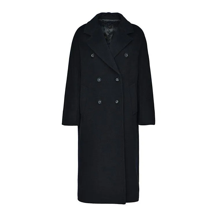 100% Wool Elegant Double Breasted Belted Warm Wool Coat