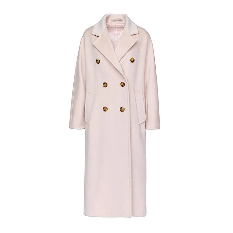 100% Wool Elegant Double Breasted Belted Warm Wool Coat