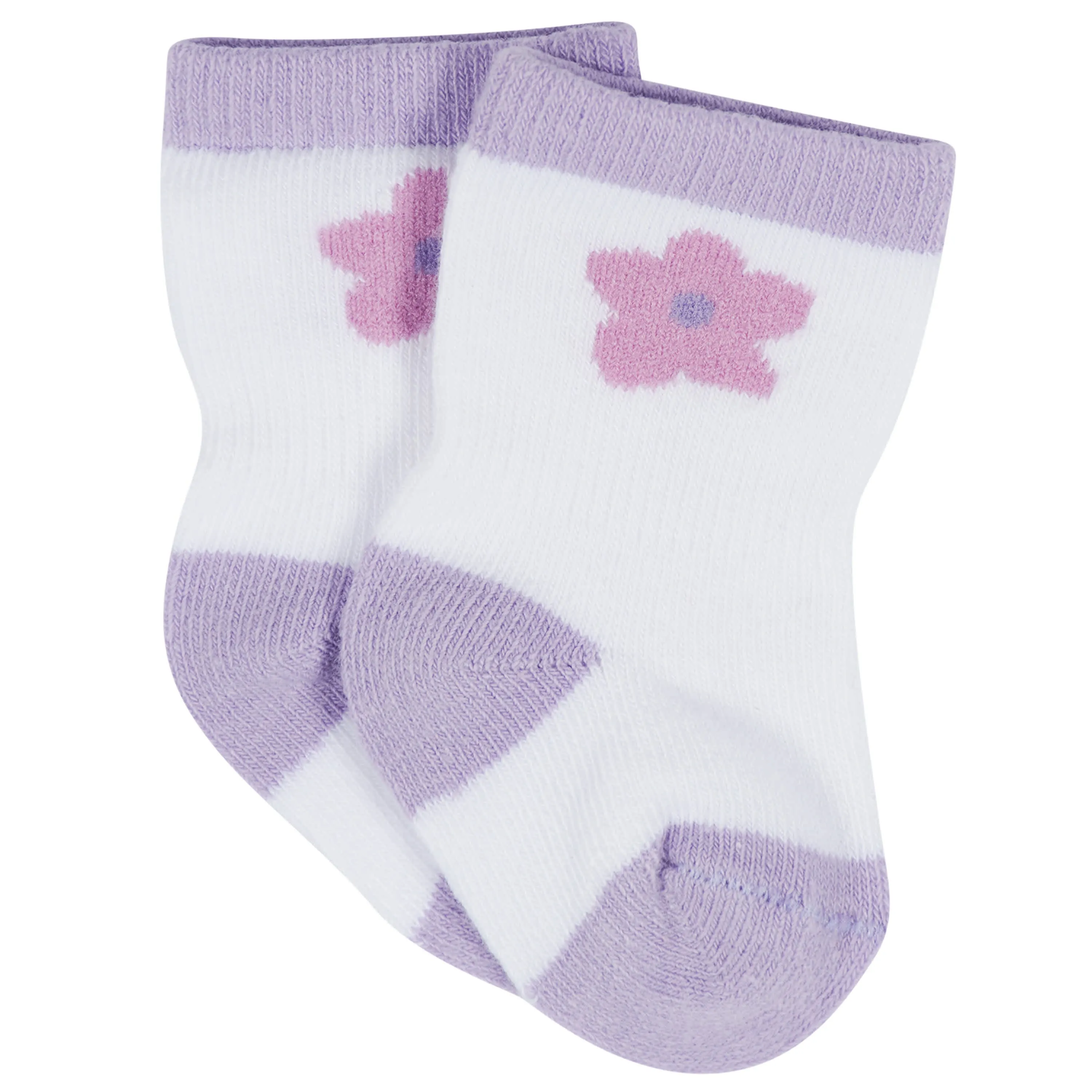 12-Pack Baby & Toddler Girls Rainbow Floral Jersey Crew Wiggle Proof® Socks