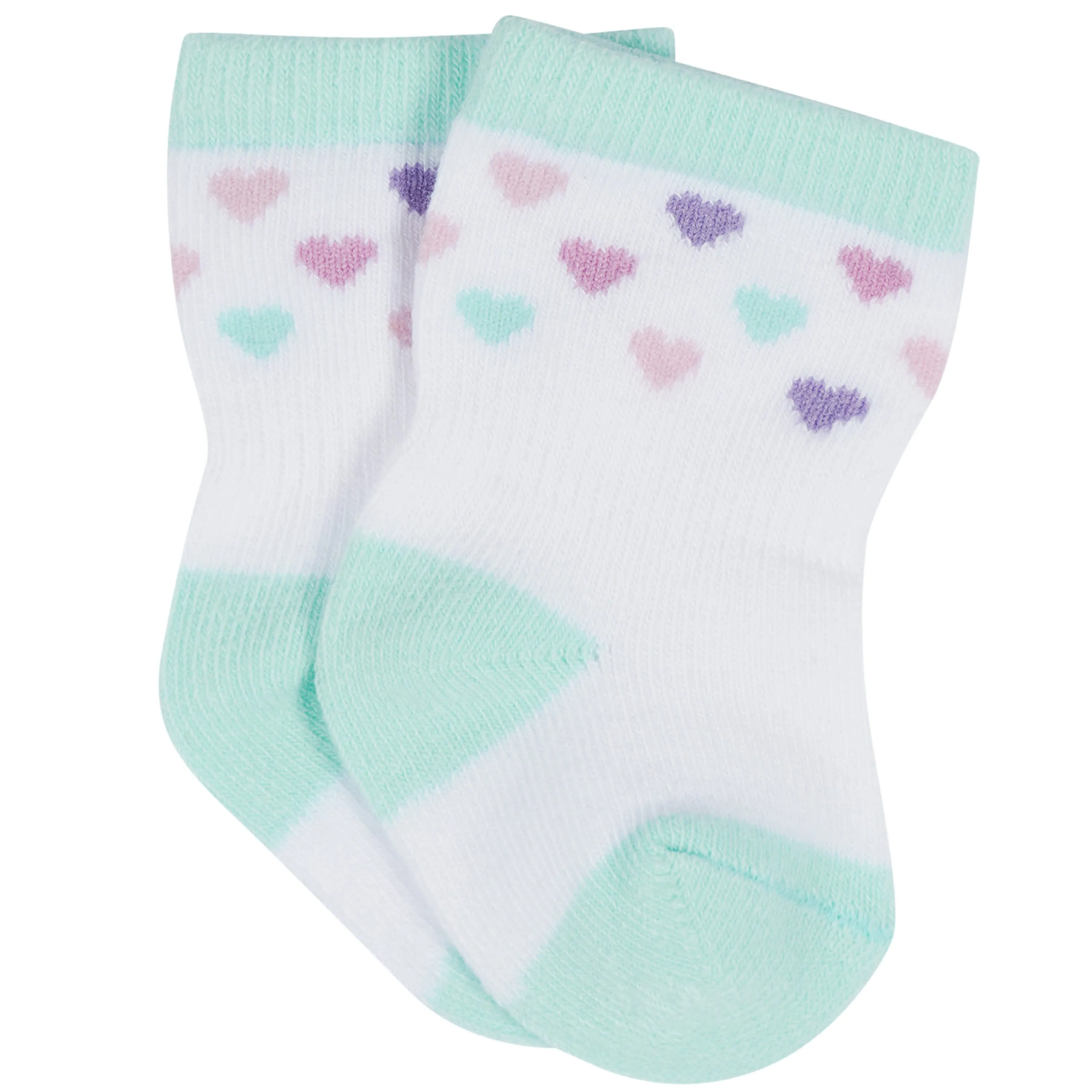 12-Pack Baby & Toddler Girls Rainbow Floral Jersey Crew Wiggle Proof® Socks