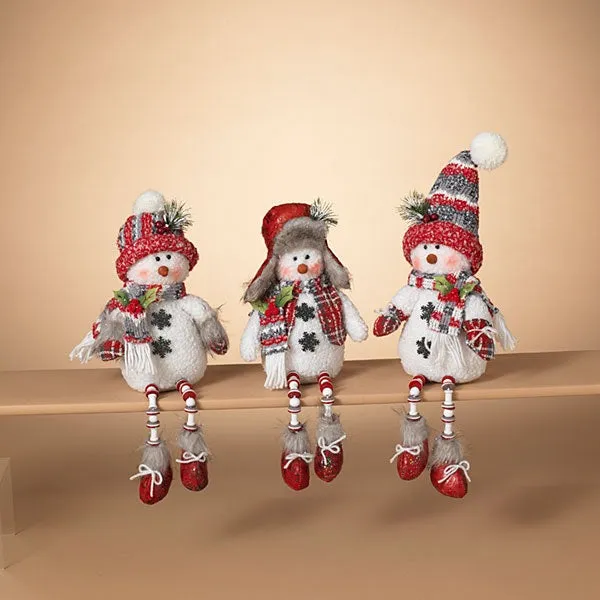 14" Plush Holiday Snowman Figurine