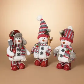 14" Plush Holiday Snowman Figurine