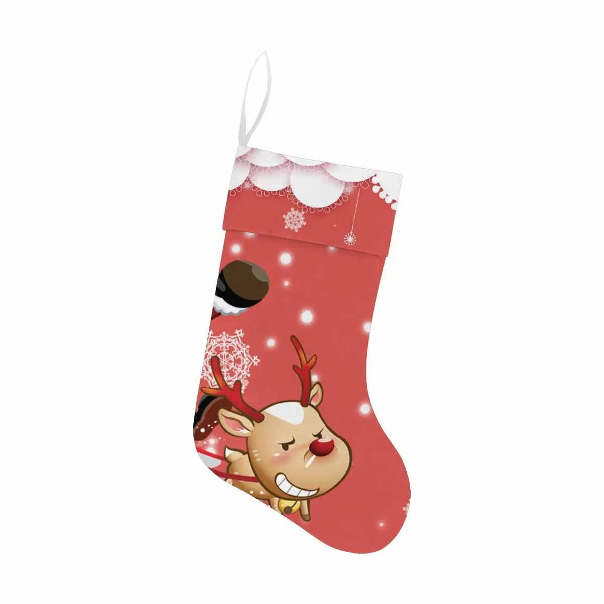 17.52in(L) Super Size-Custom Face Cute Elk Christmas Stocking