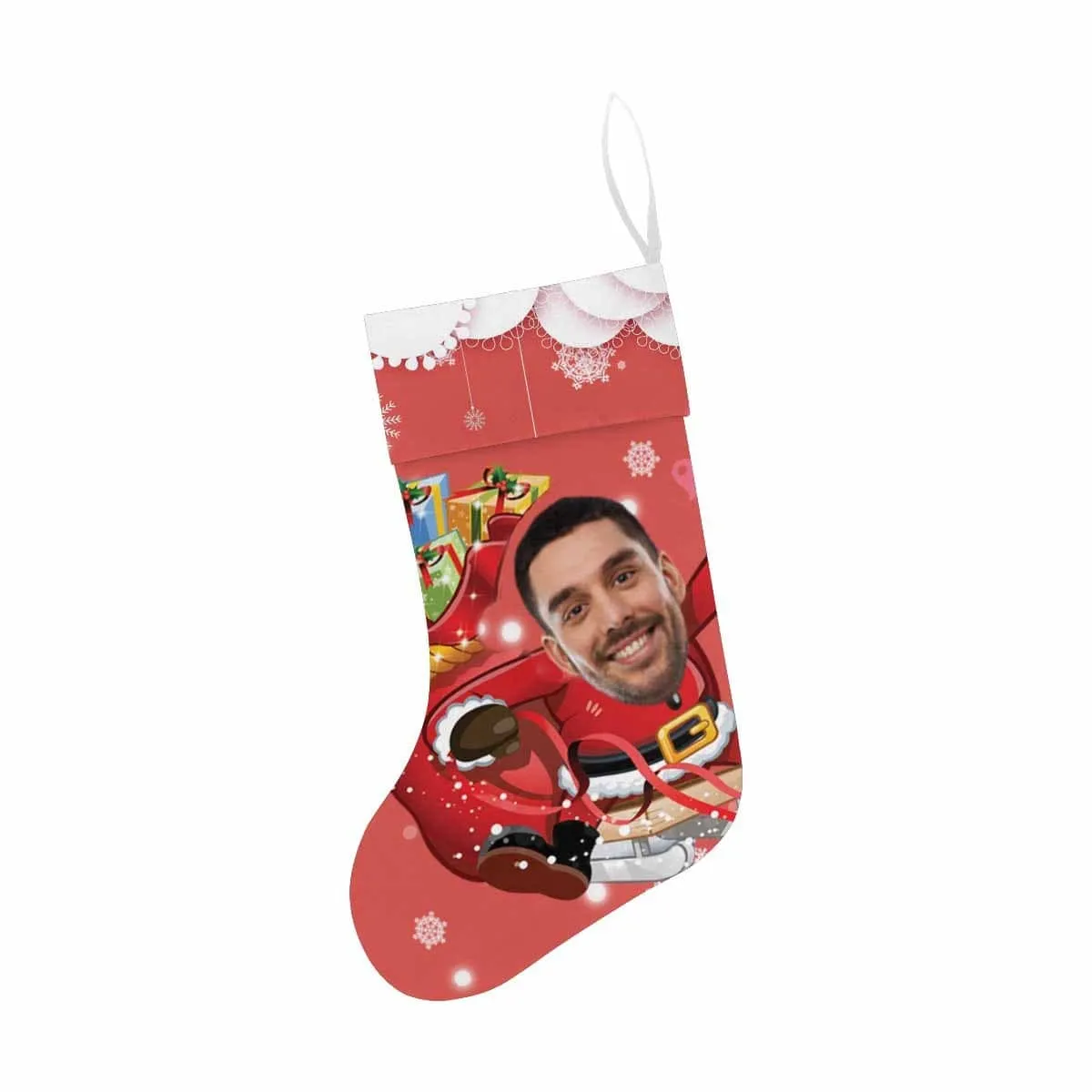 17.52in(L) Super Size-Custom Face Cute Elk Christmas Stocking