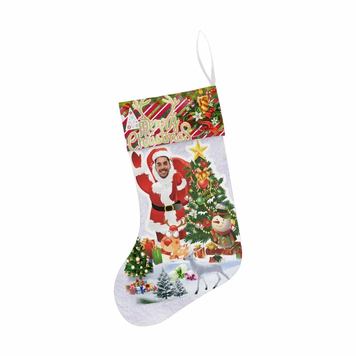 17.52in(L) Super Size-Custom Face Hello Christmas Stocking