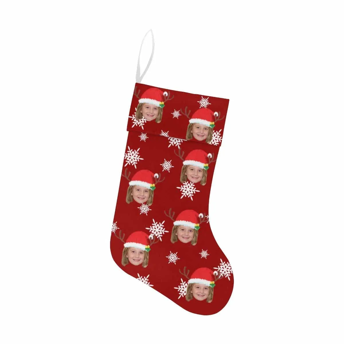 17.52in(L) Super Size-Custom Face Snow Red Christmas Stocking