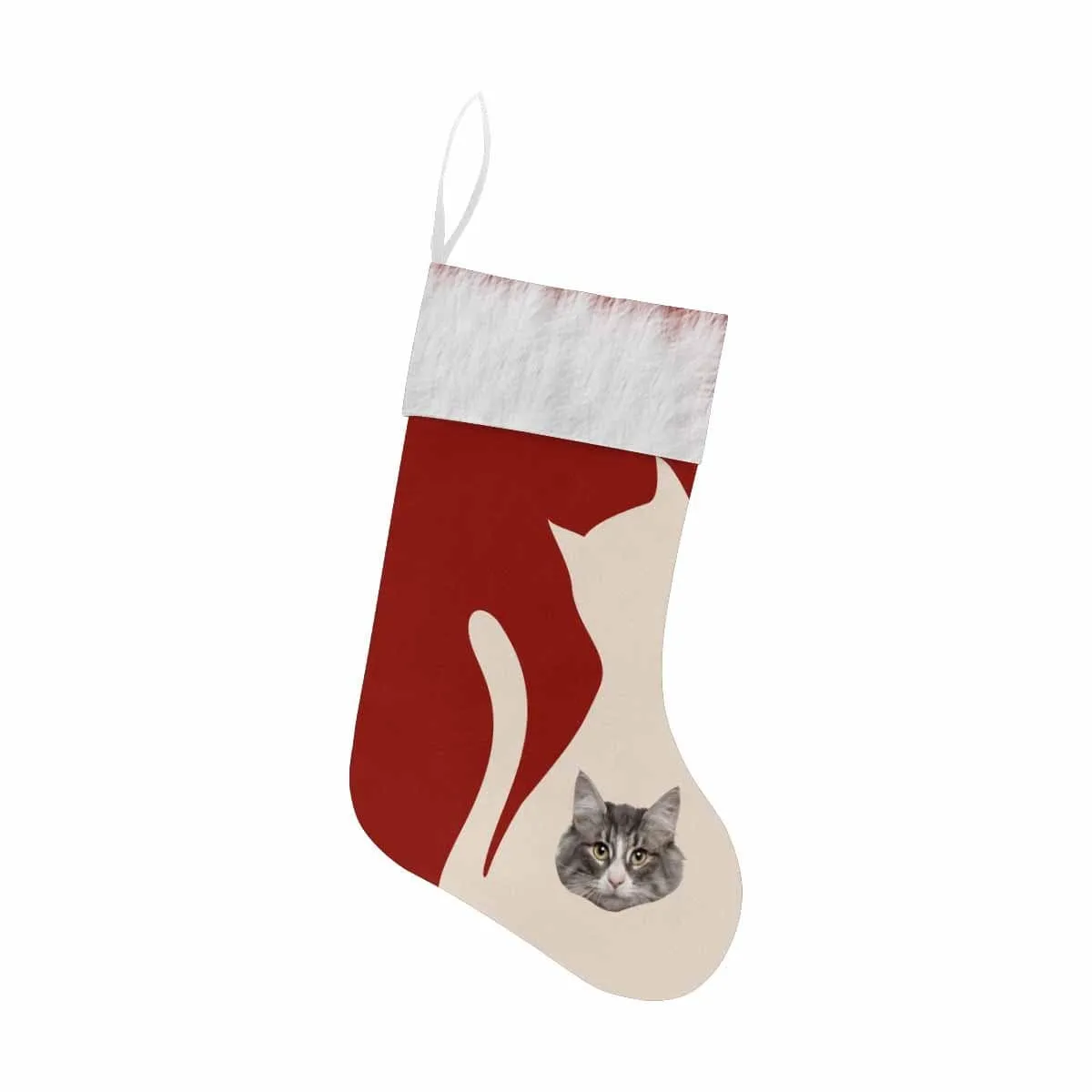 17.52in(L) Super Size-Custom Face&Name Cat Christmas Stocking