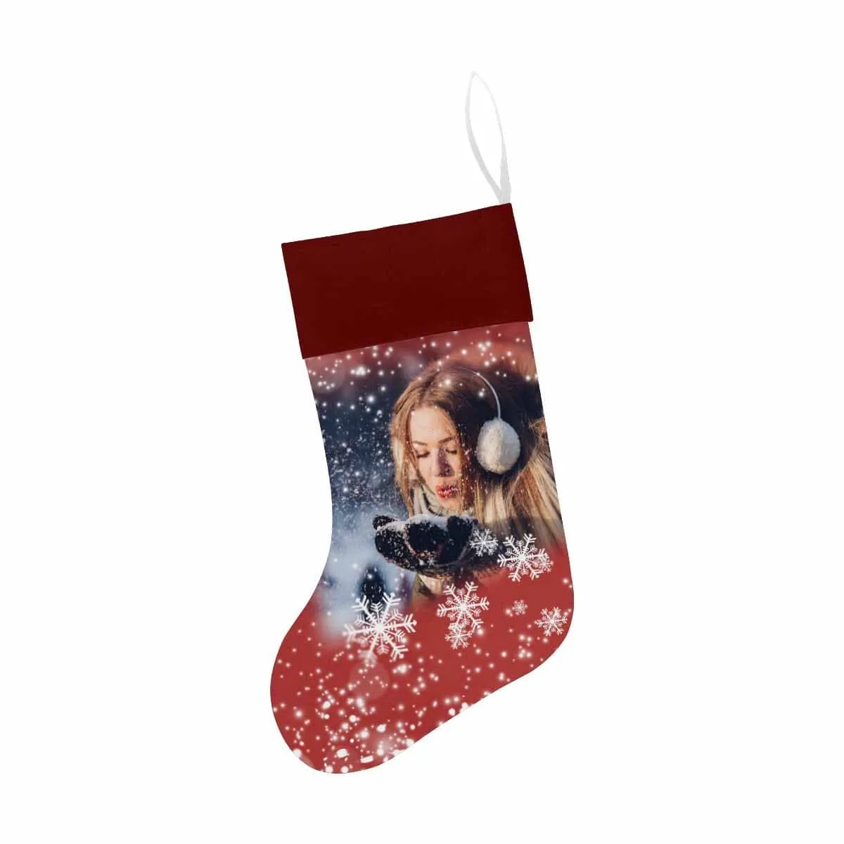 17.52in(L) Super Size-Custom Photo Christmas Snowflake Christmas Stocking