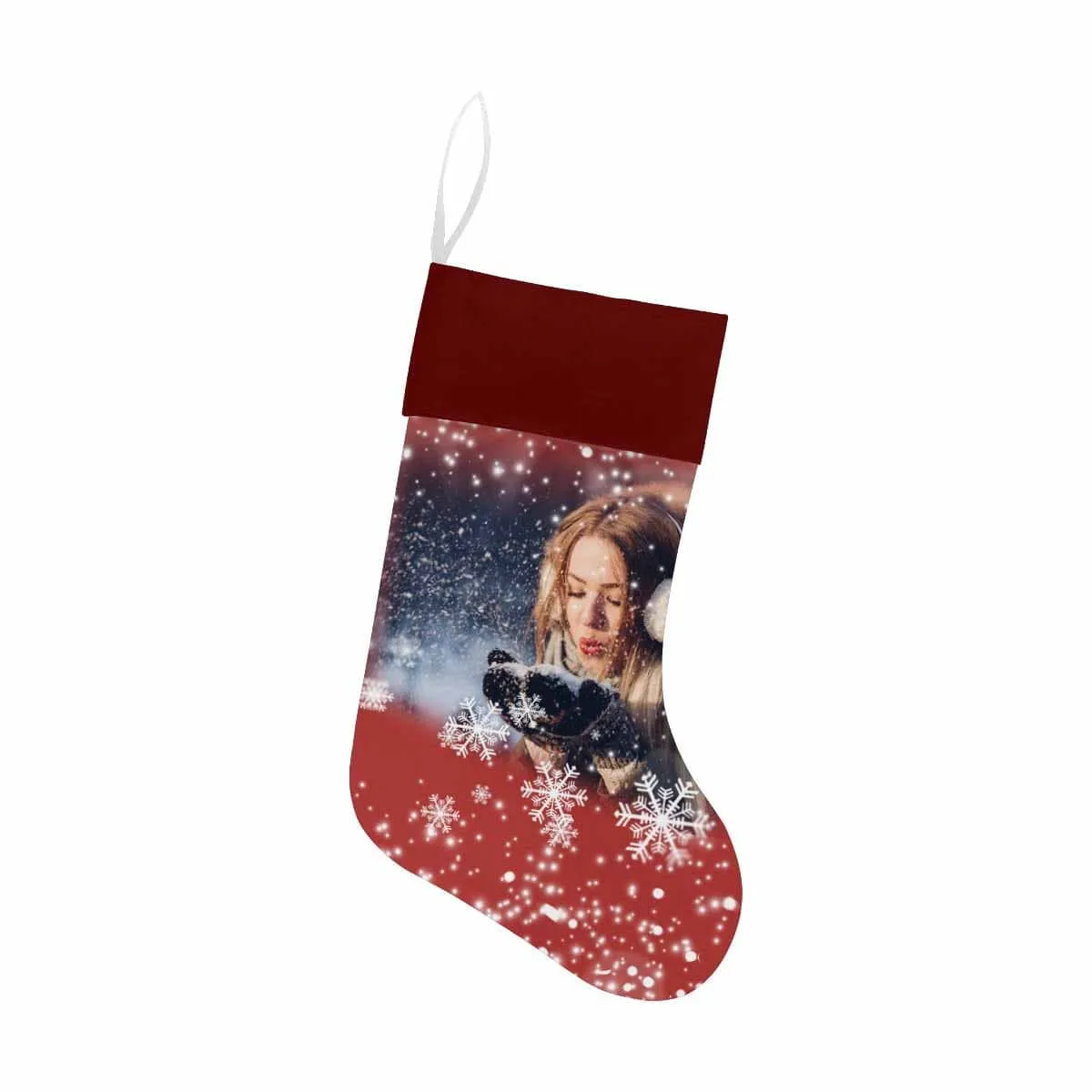 17.52in(L) Super Size-Custom Photo Christmas Snowflake Christmas Stocking