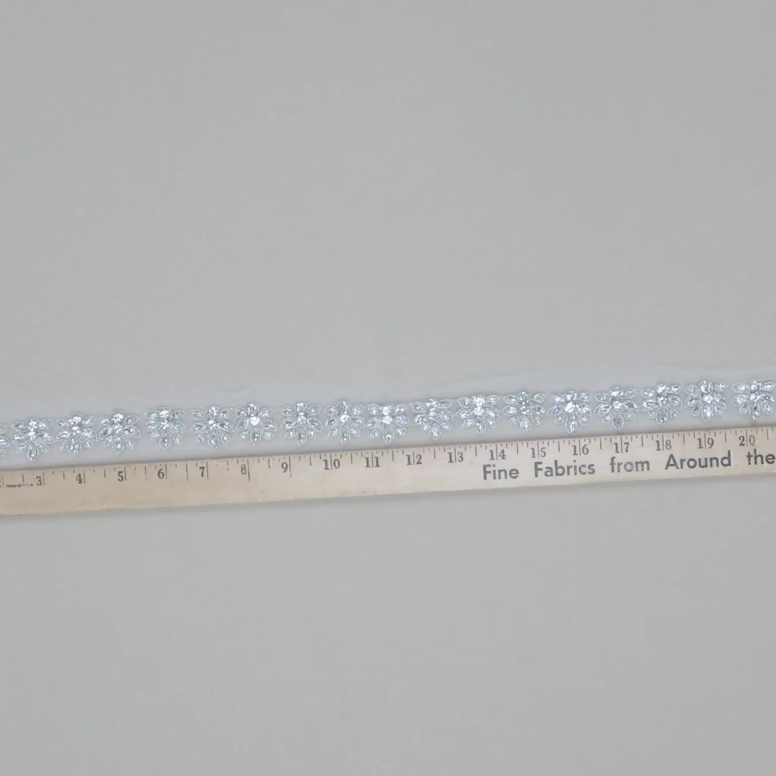 2.5" Silver Floral Rhinestones Trim