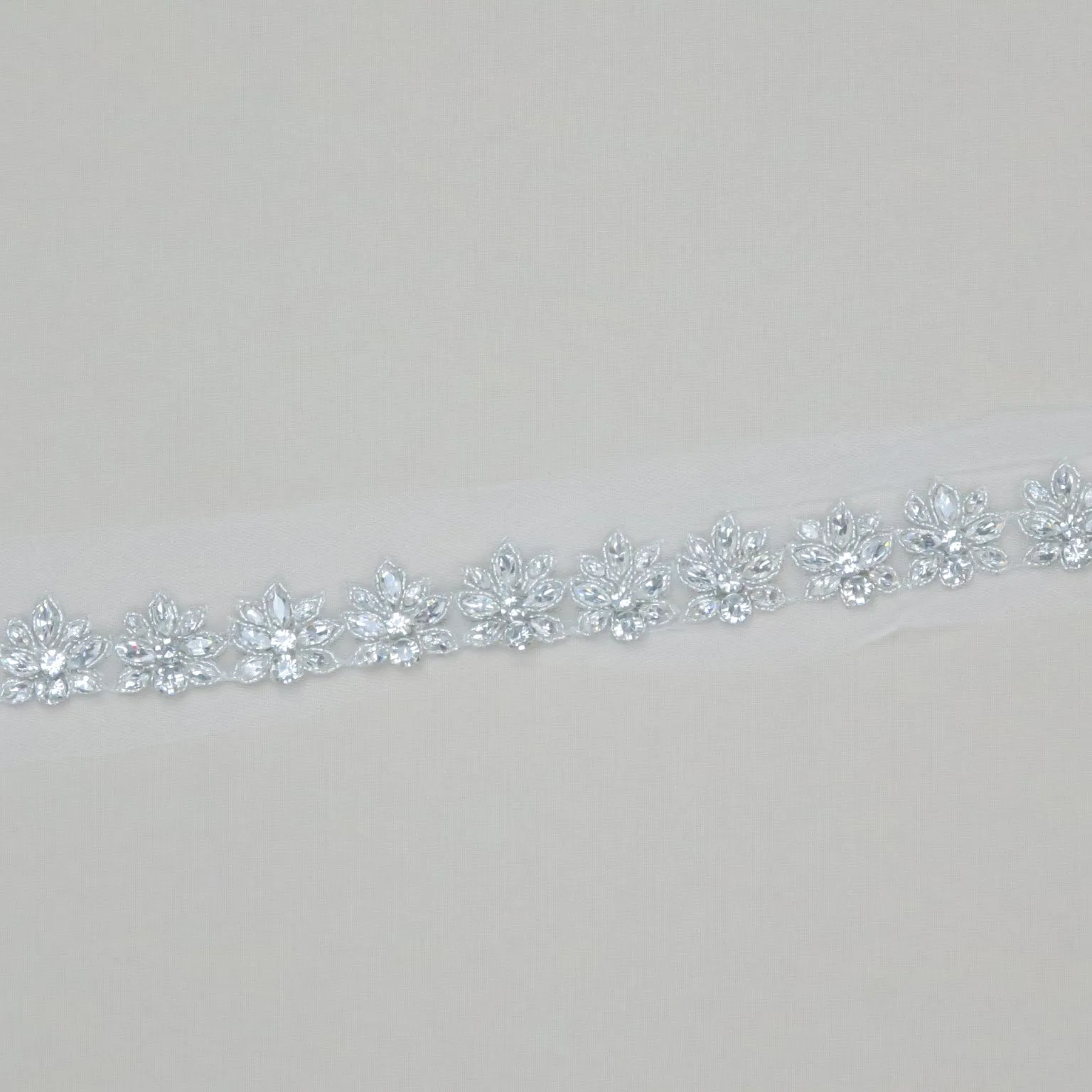 2.5" Silver Floral Rhinestones Trim