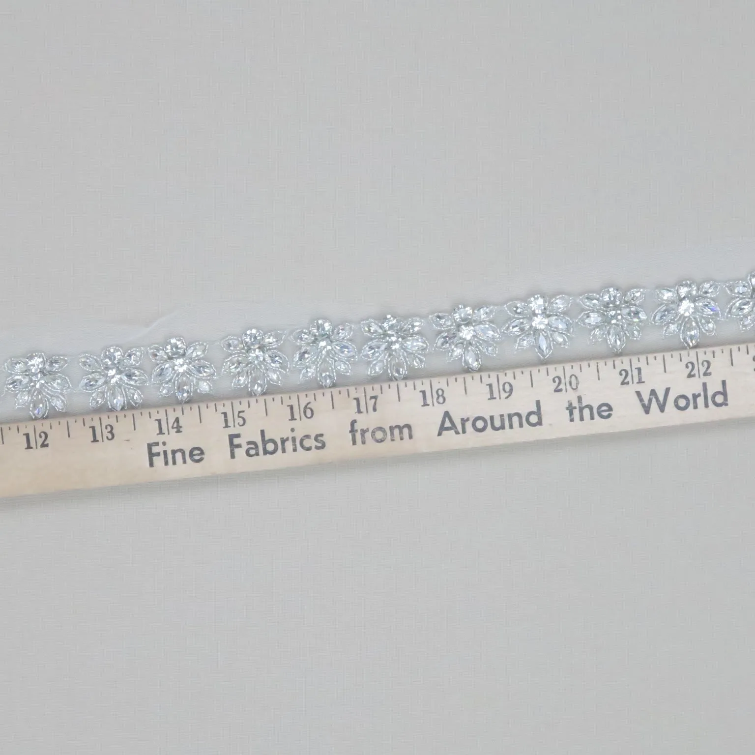 2.5" Silver Floral Rhinestones Trim