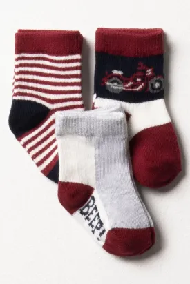 3 Pack Nautical Bike Socks Multi