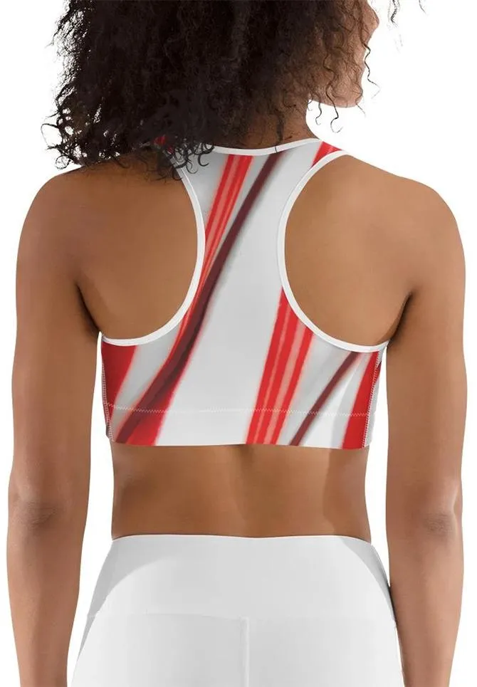 3D Candy Cane Sports Bra