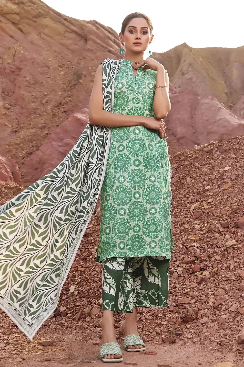 3PC Printed Unstitched Lawn Suit KLA-2385