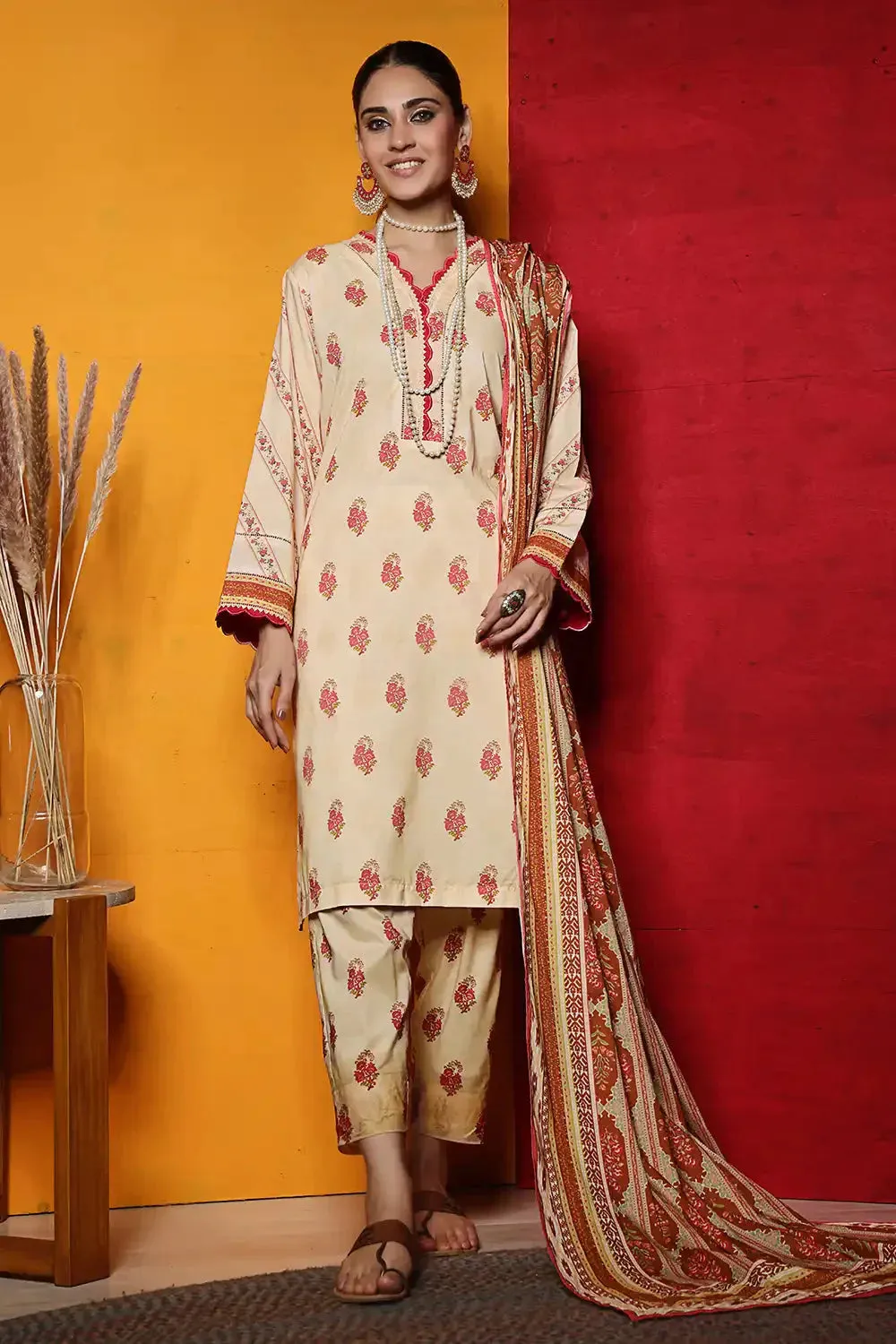 3PC Printed Unstitched Lawn Suit KLA-2387