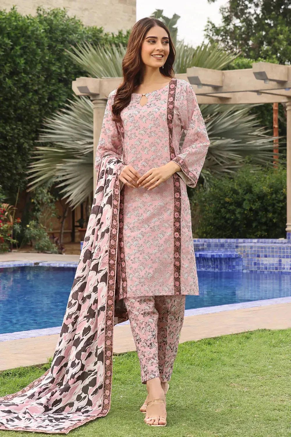 3PC Printed Unstitched Lawn Suit KLA-2391