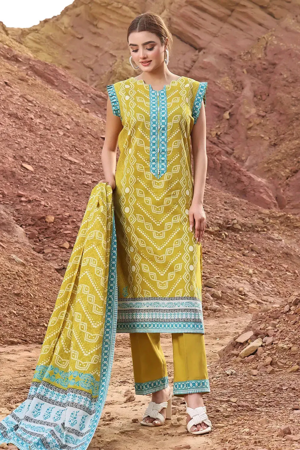 3PC Printed Unstitched Lawn Suit KLA-2398