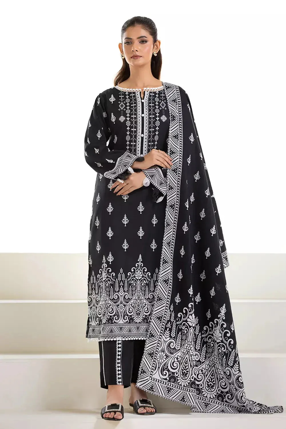 3PC Printed Unstitched Lawn Suit KLA-2745