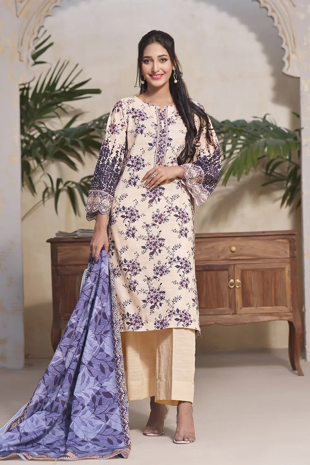 3PC Unstitched Khaddar Suit KKH-2359