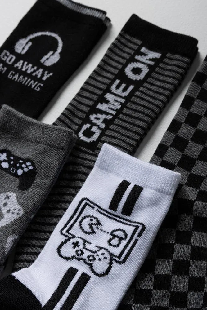 5 Pack Socks Black & Grey