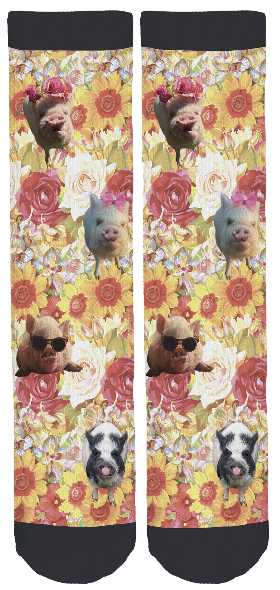 Abby The Pink Piggy Spring Crew Socks Floral