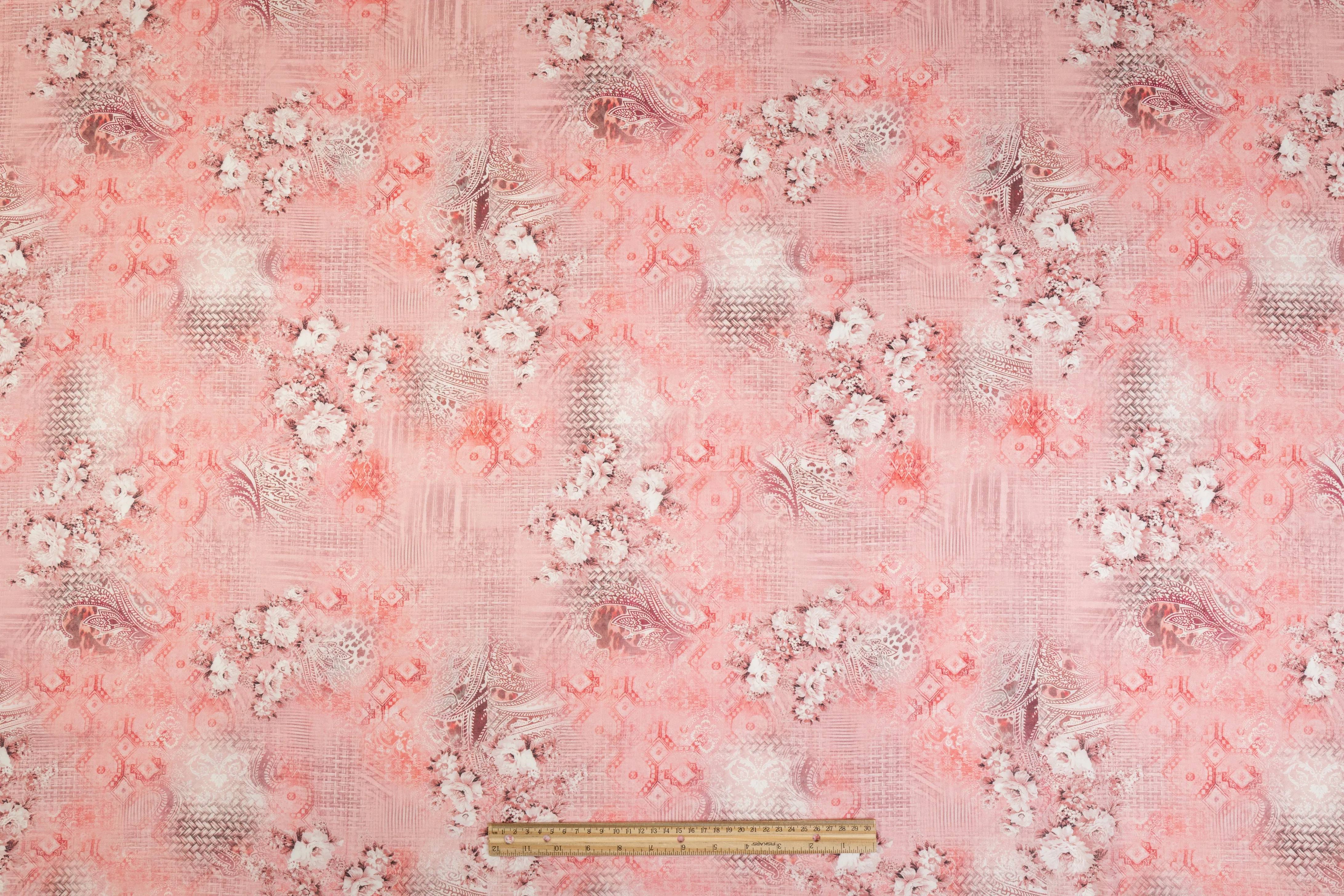 Abstract Floral Cotton Voile - Pink