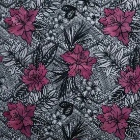 All Over Tropical Flowers & Leaves Fabric | Polyester