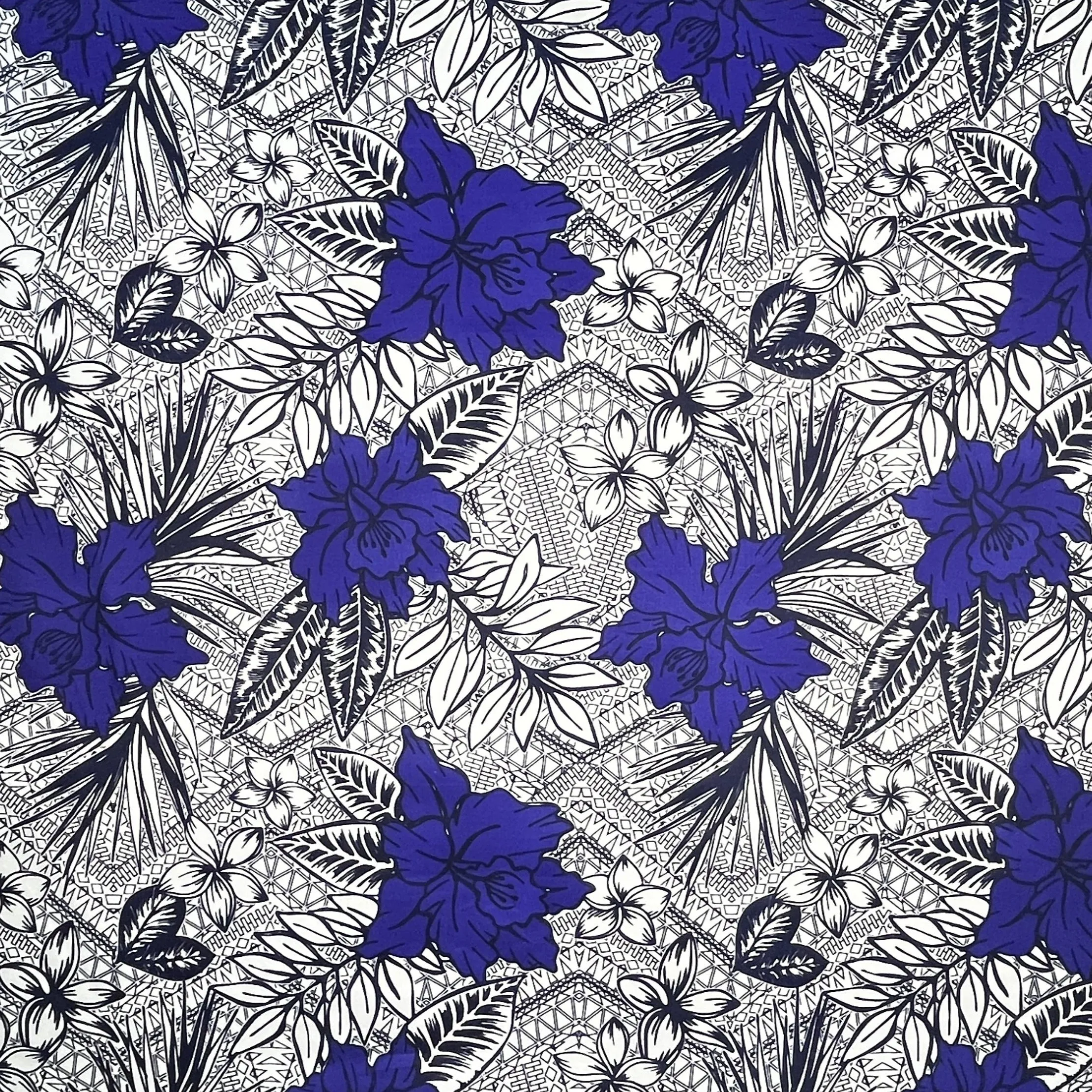 All Over Tropical Flowers & Leaves Fabric | Polyester