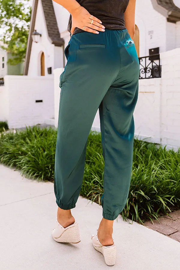 All Spice Satin Joggers In Hunter Green