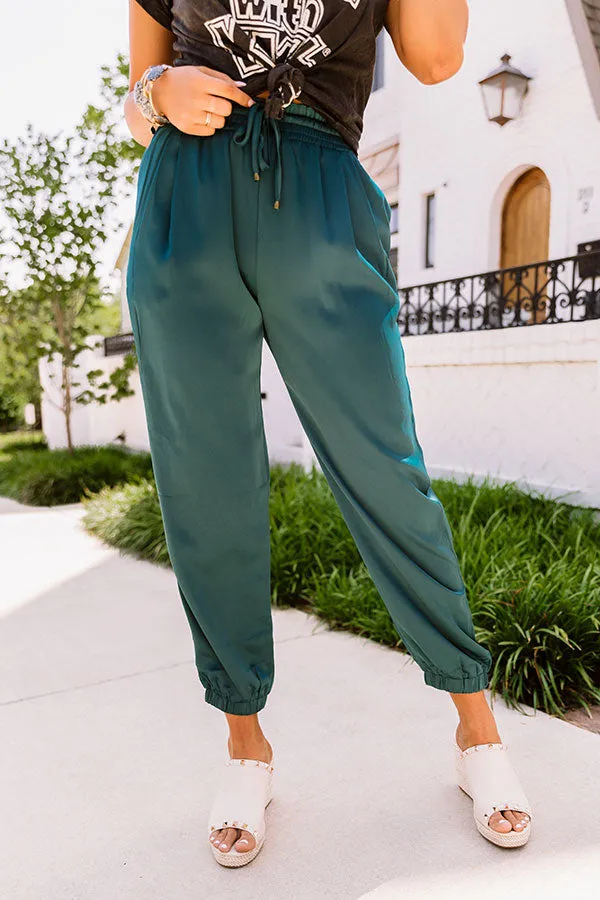 All Spice Satin Joggers In Hunter Green