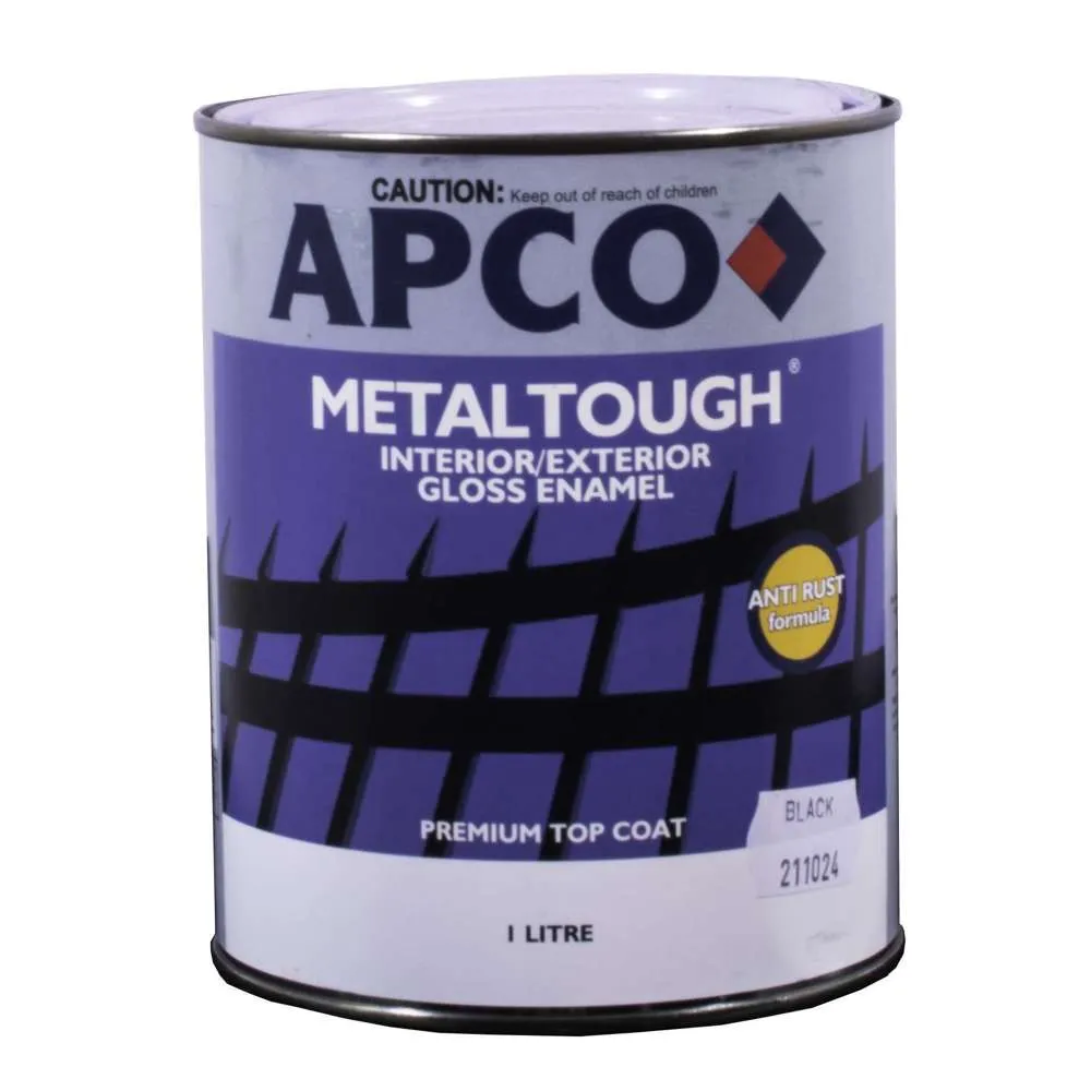 Apco 1L MetalTough Gloss Enamel in Chassis Black - Durable, High-Gloss Finish for Automotive and Industrial Use