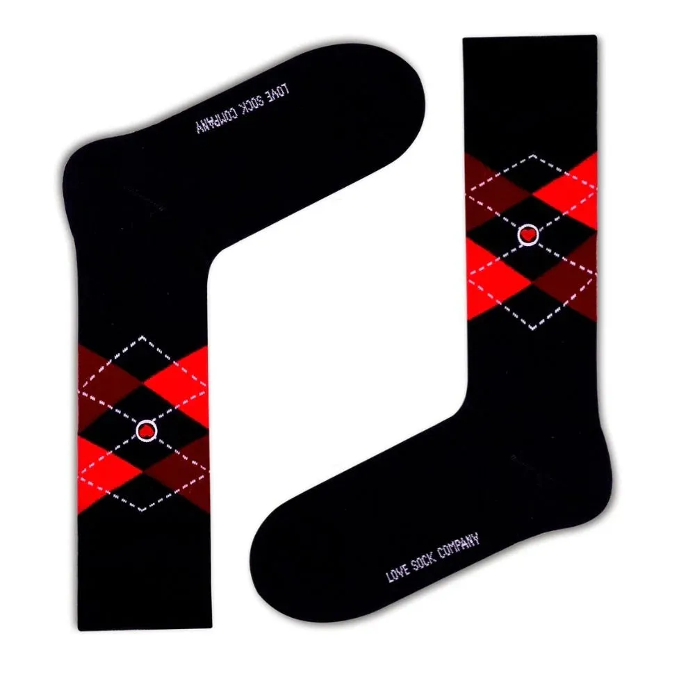 Argyle Socks Navy Red Box