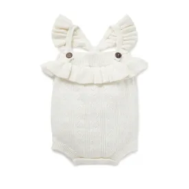 Aster & Oak Heart Knit Romper - Off White