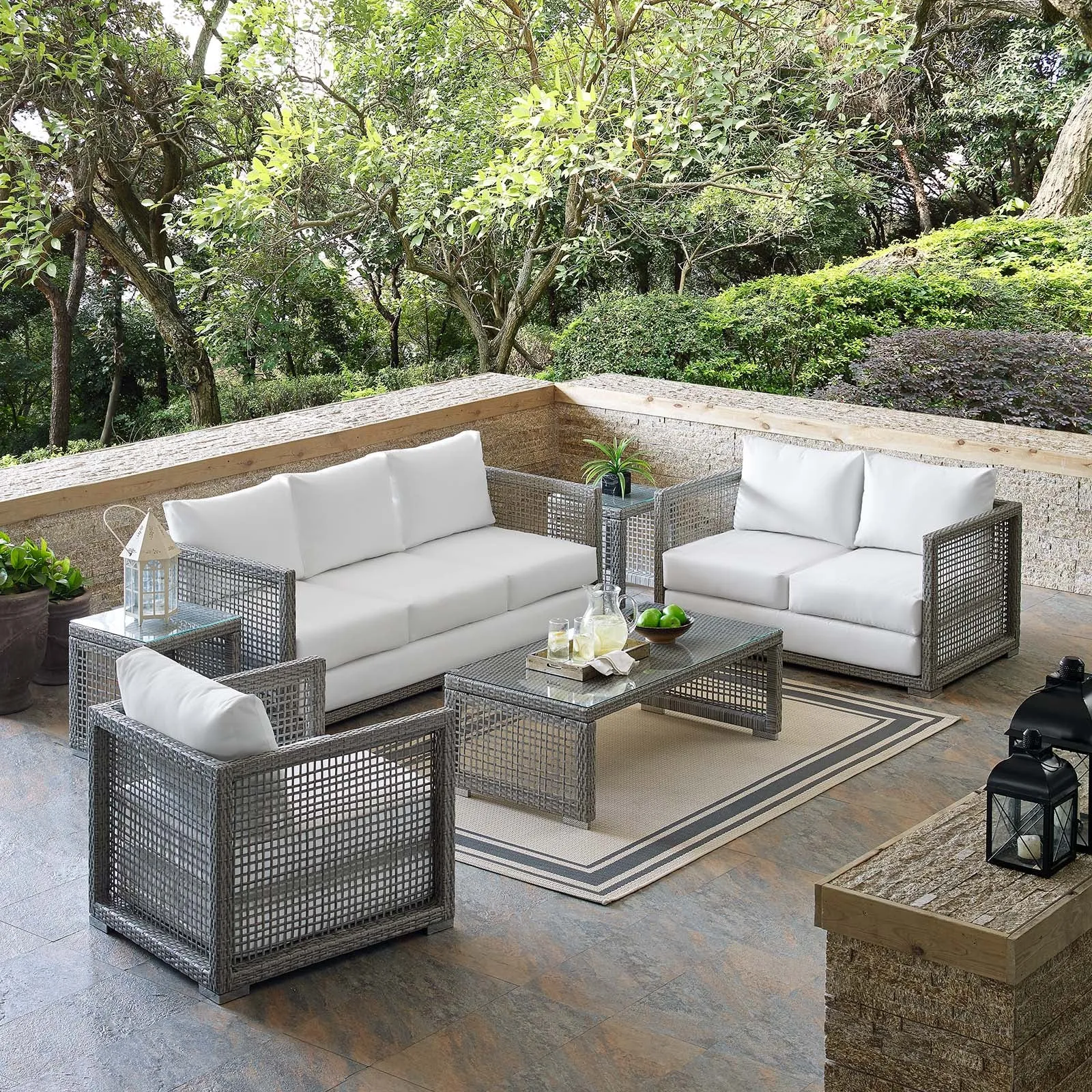 Aura 6 Piece Outdoor Patio Wicker Rattan Set by Modway