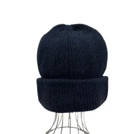 Avenel Fishermans Rib Double Knit Ragg Wool Beanie - Navy