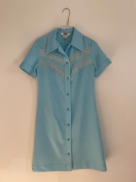 Baby Blue Poly Dress 70s