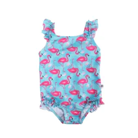 Baby Ruffled One Piece Swimsuit - Flamingo