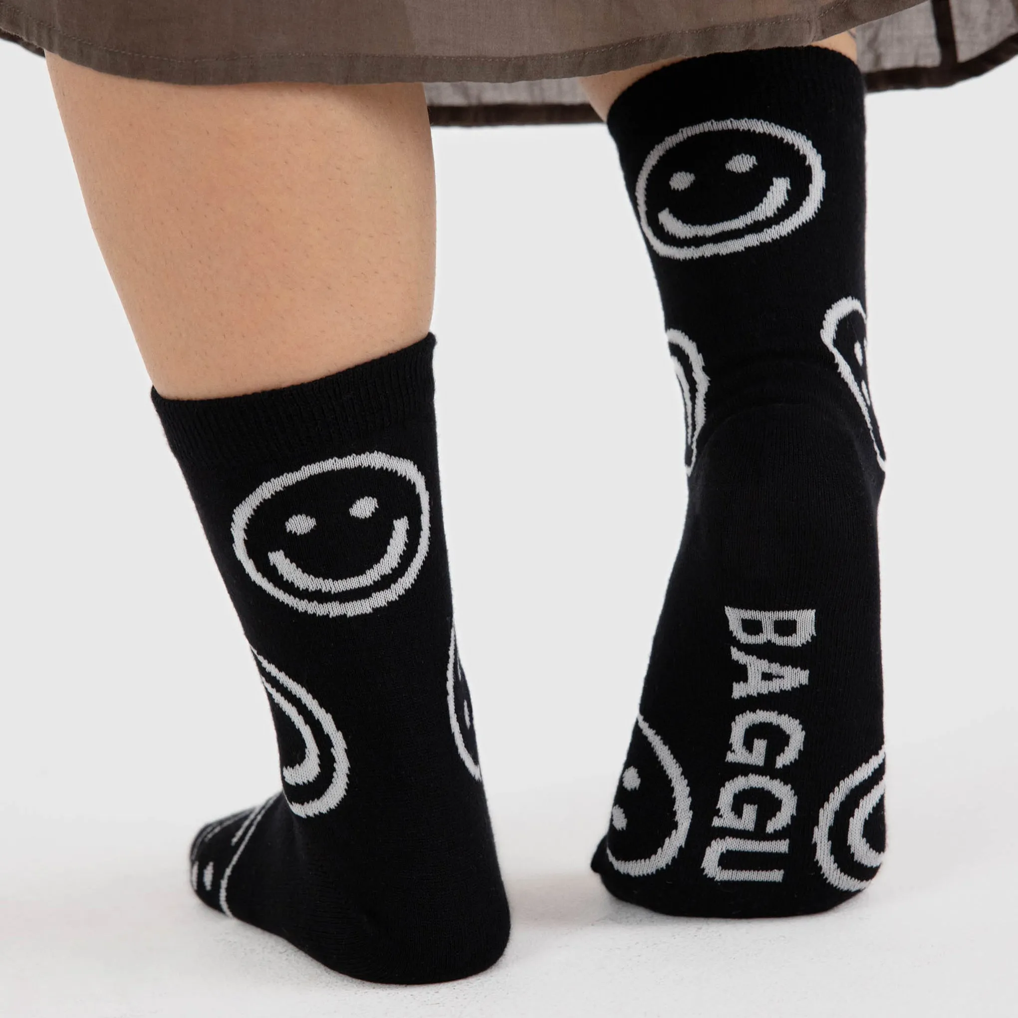 Baggu Crew Socks - Black Happy