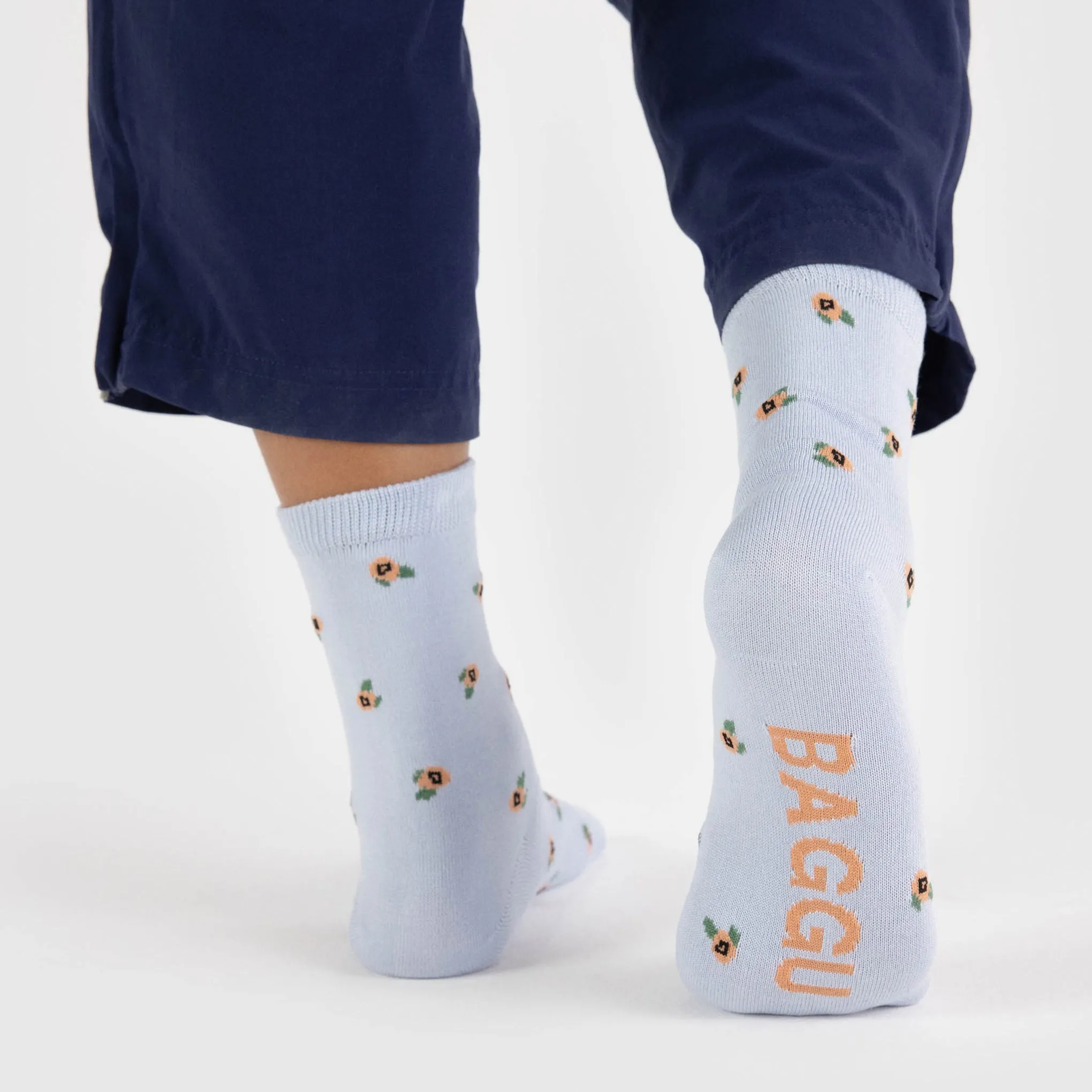 Baggu Crew Socks - Blue Rosette