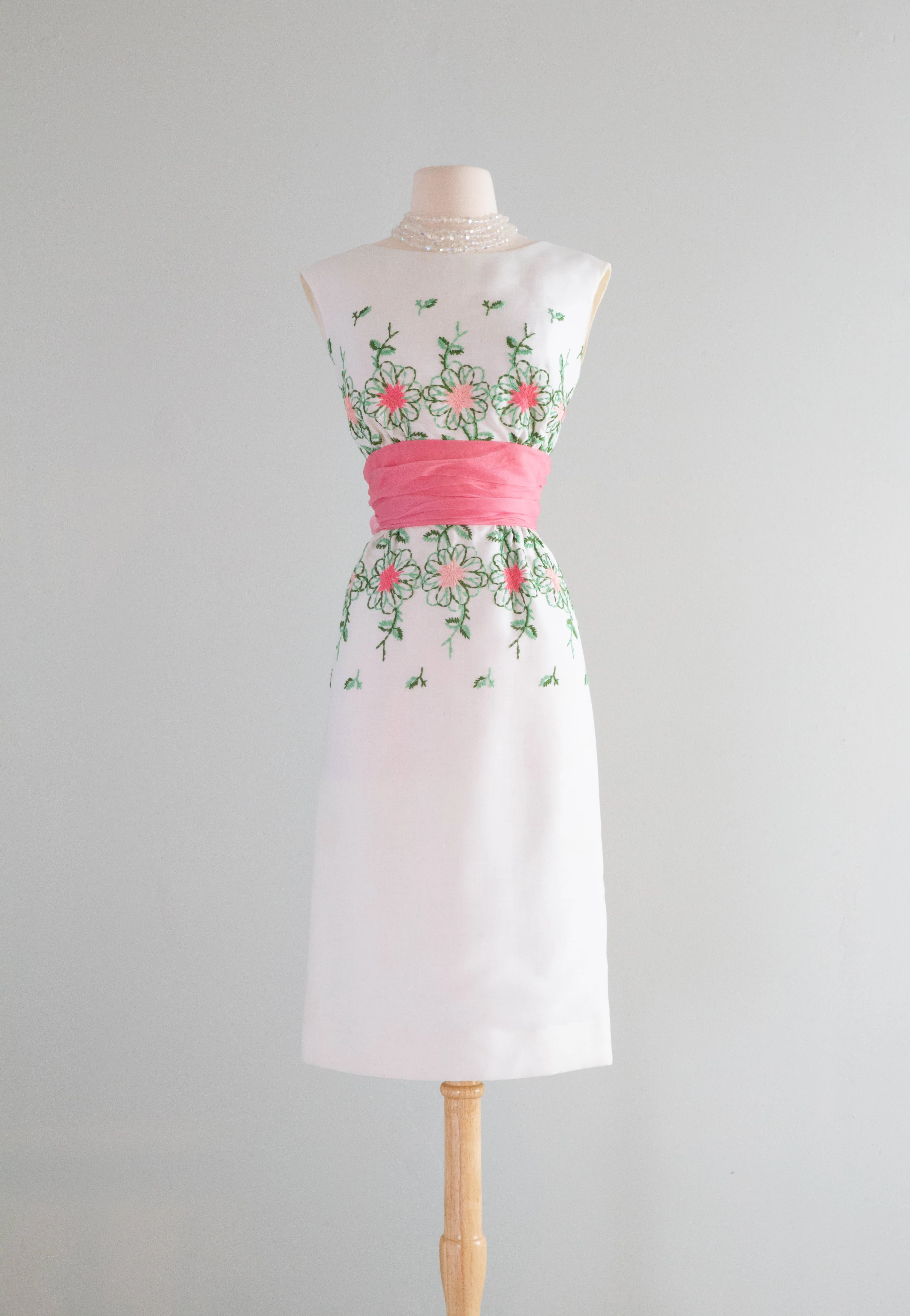 Beautiful 1950's Embroidered Special Occasion Dress by Junior Theme / SM