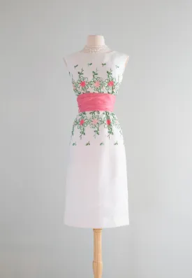 Beautiful 1950's Embroidered Special Occasion Dress by Junior Theme / SM