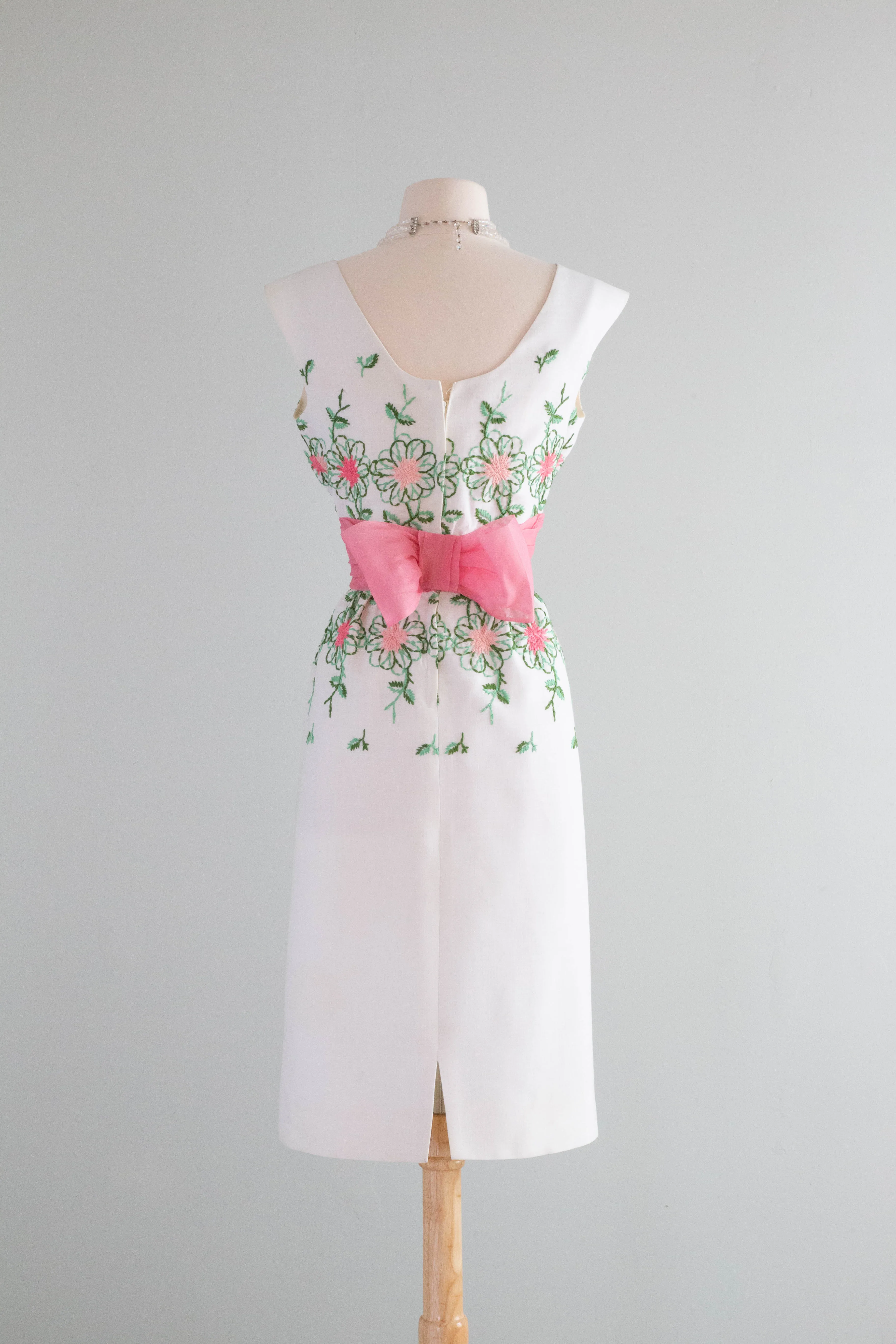 Beautiful 1950's Embroidered Special Occasion Dress by Junior Theme / SM