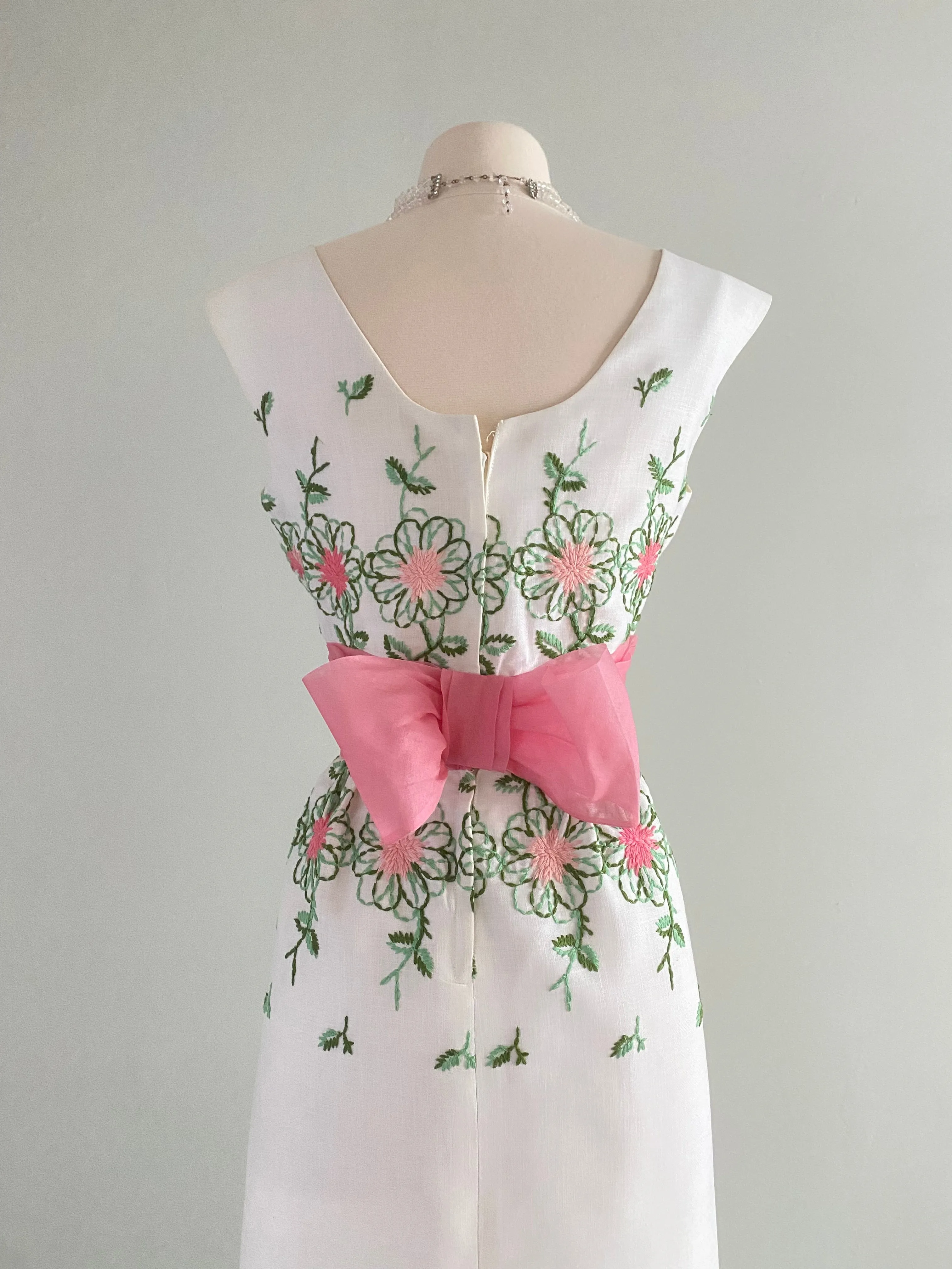 Beautiful 1950's Embroidered Special Occasion Dress by Junior Theme / SM