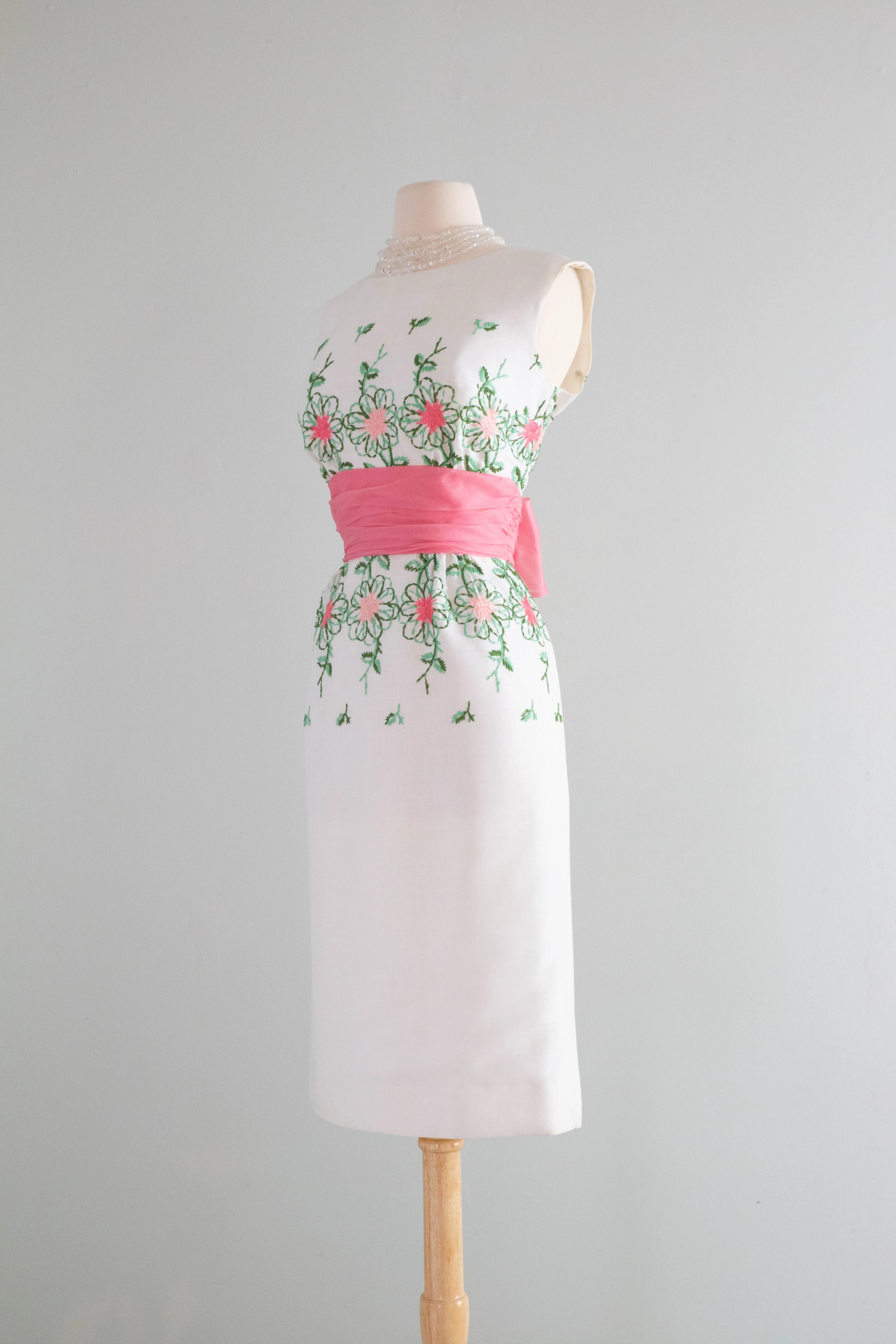 Beautiful 1950's Embroidered Special Occasion Dress by Junior Theme / SM