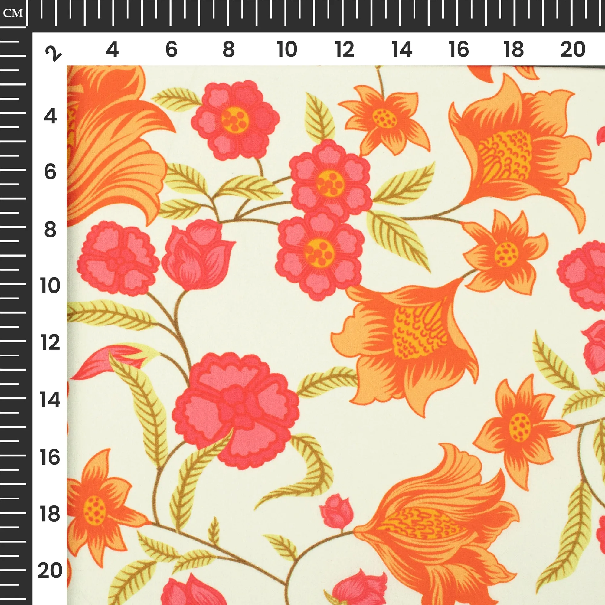 Beautiful Orange Floral Digital Print BSY Crepe Fabric