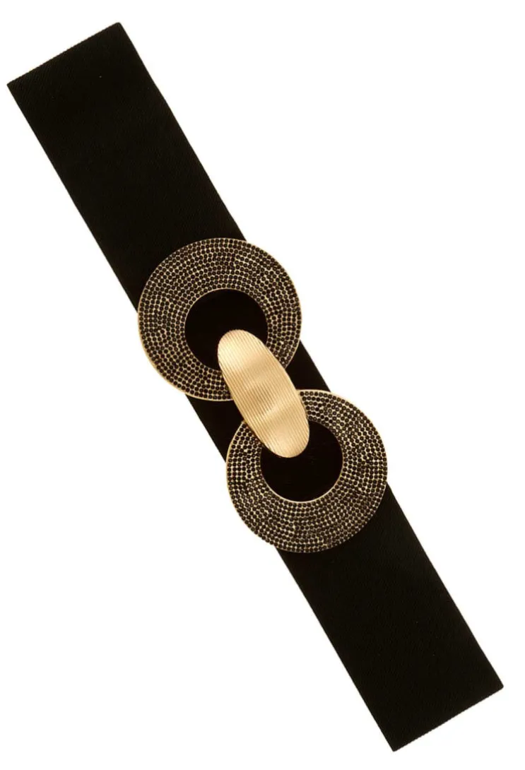 Bedazzled Elastic Double Circle Buckle Belt