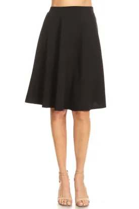 Black A-Line Basic Midi Skirts-FINAL SALE-NOT ELIGIBLE FOR EXCHANGE OR REFUND