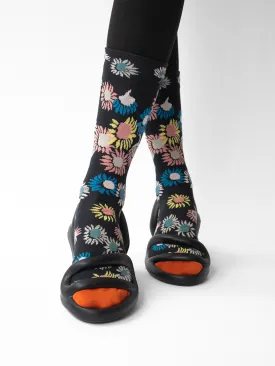 Black and Multi Color Floral Socks