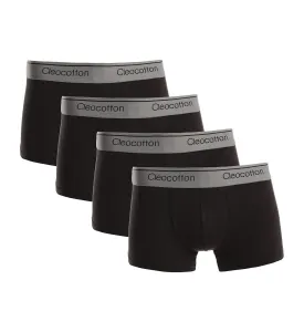 BLACK CLEOCOTTON PREMIUM COTTON RICH STRETCH BOXER BRIEF - 4 PK